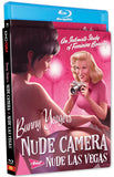 Blu-ray cover of 'Nude Camera Nude Las Vegas' featuring a woman with a camera and another woman in a pink dress.