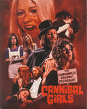 Blu-Ray slipcover for 'Cannibal Girls' with a red and orange color scheme.
