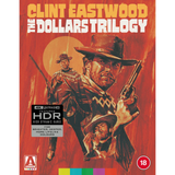 Cover of 'The Dollar Trilogy' featuring Clint Eastwood with a red background
