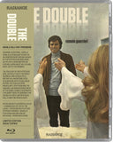 Blu-ray cover of 'The Double' featuring a man and woman in a close interaction.