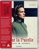 Blu-ray cover of 'Jeanne la Pucelle' with a woman's face and text on a red, white, and blue background.