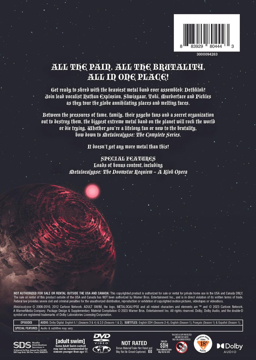 Metalocalypse: The Complete Series (DVD) – Videomatica Ltd (since 1983)