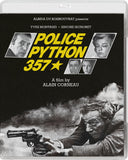 Blu-ray cover of 'Police Python 357' with black and white image and text.