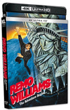 4K Ultra HD movie cover for 'Remo Williams: The Adventure Begins' with a character leaping towards the Statue of Liberty.