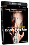 4K Ultra HD movie disc for 'Rider on the Rain' with black and white imagery and text.