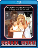 Blu-ray cover of 'School Spirit' with a woman in a towel and a ghost 