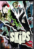 DVD cover with animated characters and 'SKIDS' text on a torn paper effect