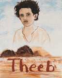Blu-Ray slipcover of 'Theeb' with a young boy's portrait and desert landscape.