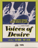 Blu-Ray slipcover of 'Voices of Desire' with a stylized design and text.