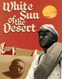 Movie poster for 'White Sun of the Desert' with a man and desert scene.